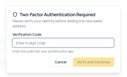 Address Book 2FA Verification
