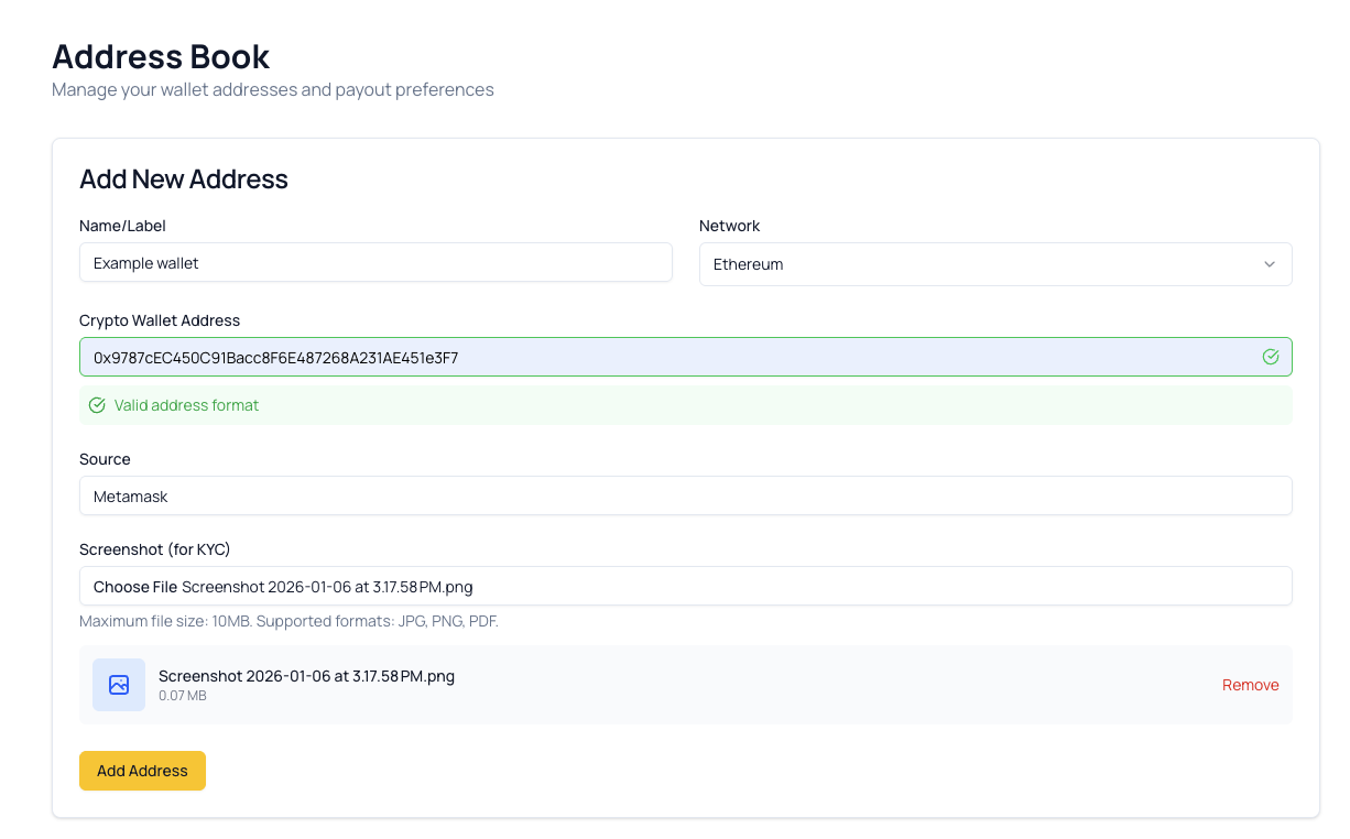 Address Book Add Form