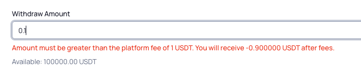 Enter Amount Validation Fee