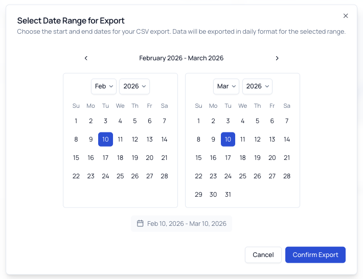 Export Date Range Picker