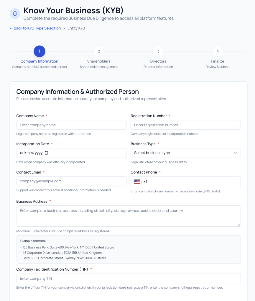 KYC Entity Form