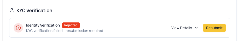 Rejected KYC Verification