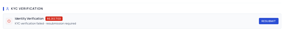 Rejected KYC Verification