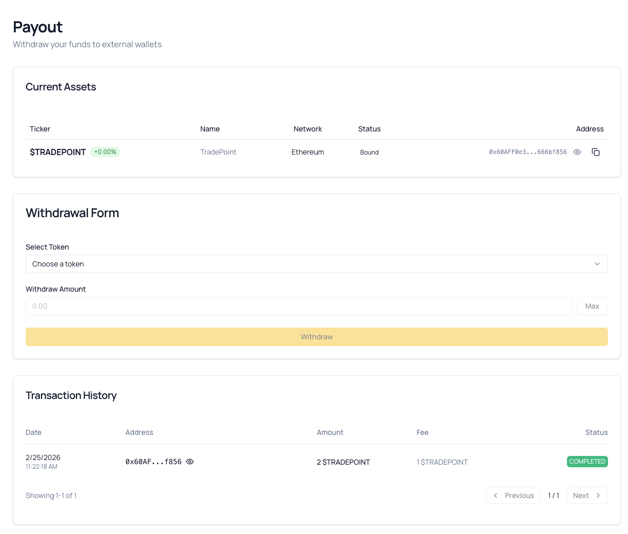 Payout Page Overview