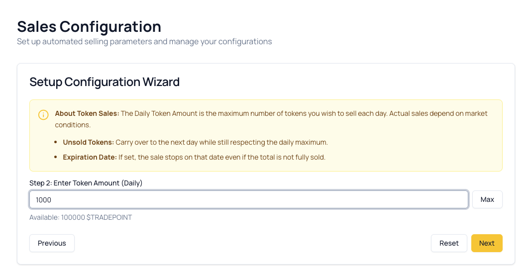 Step 2: Daily Amount Input