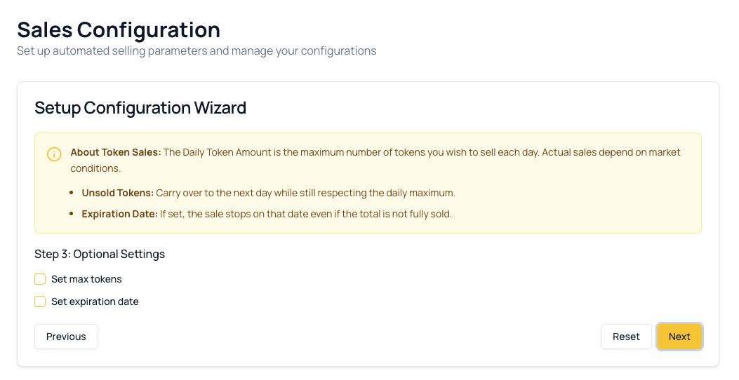 Step 3: Optional Limits