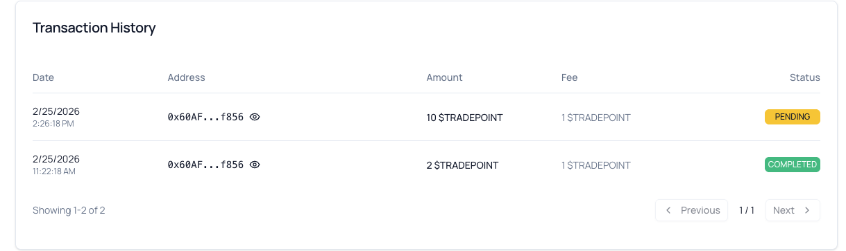 Withdrawal Success Message
