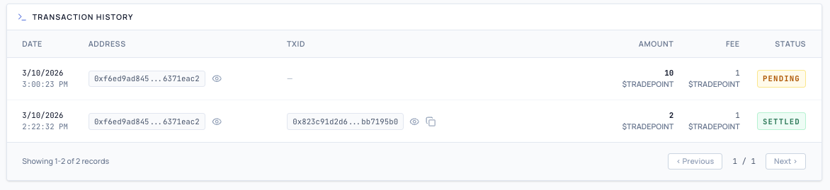 Withdrawal Success Message